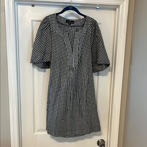 Pomander Place Black and White Puff Sleeve Mini Sundress